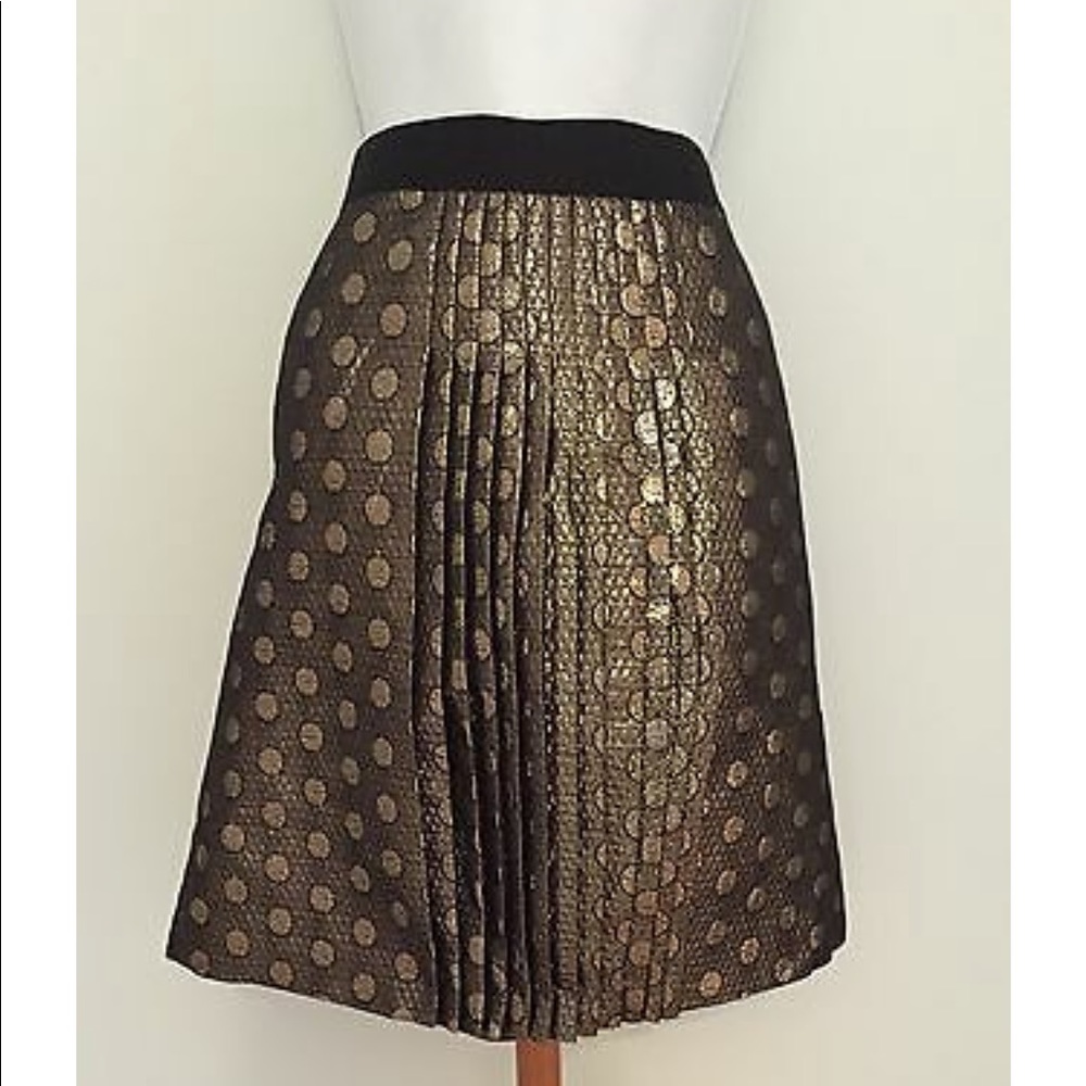 J Crew Metallic Jaquard Pleated A-Line skirt